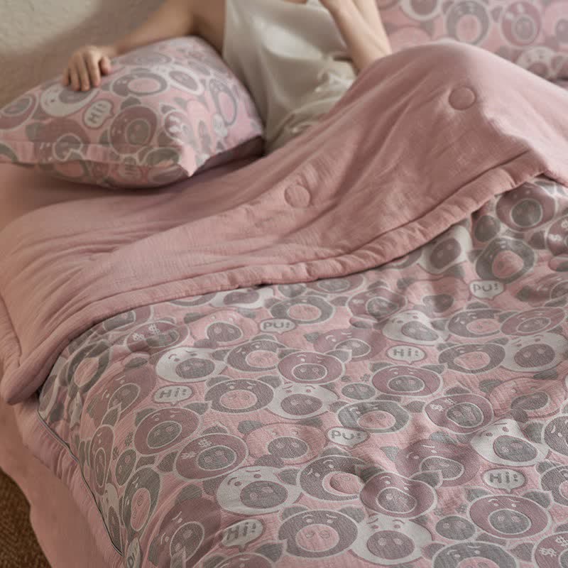 Ownkoti Cotton Gauze Jacquard Cute Pig Bedding - image 4