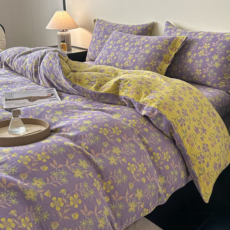 Ownkoti Elegant Floral Pure Cotton Gauze Bedding(4PCS) - image 1