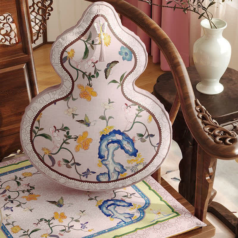 Ownkoti Vintage Oriental Lotus Flower Sofa Protector - Pink - Gourd-shaped Throw Pillow-B - 16" x 20" - image 7