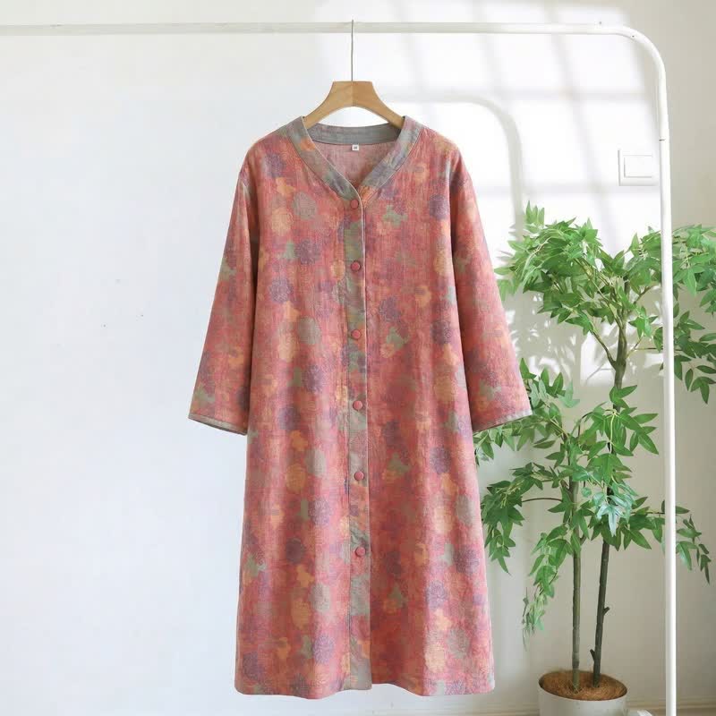 cotton lounge dress Ownkoti Vintage Floral Cotton Gauze Lounge Dress – ownkoti