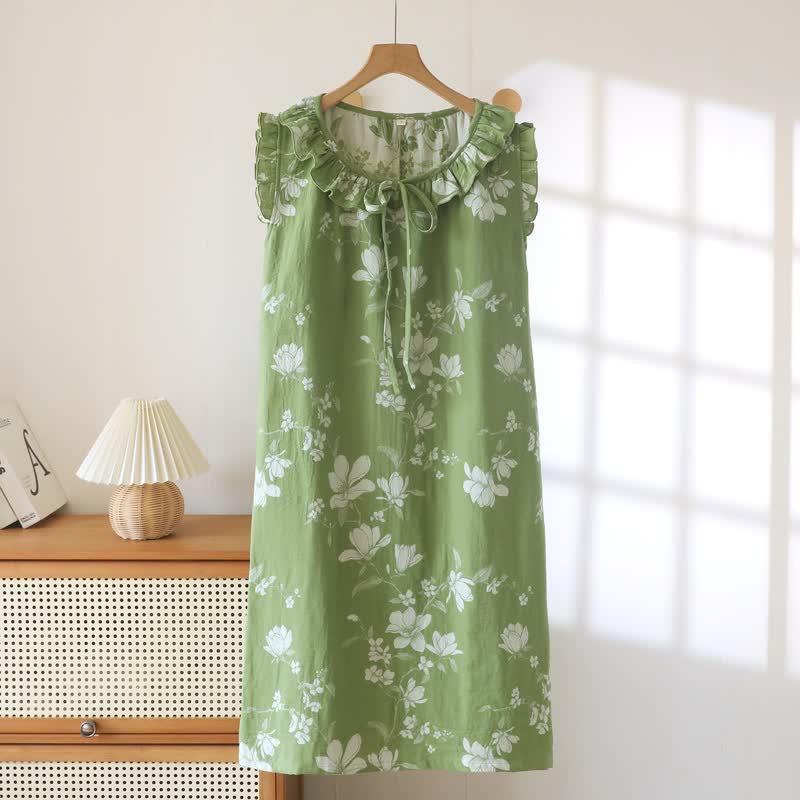Ownkoti Green Floral Cotton Ruffle Nightgown - Green - XL - image 0