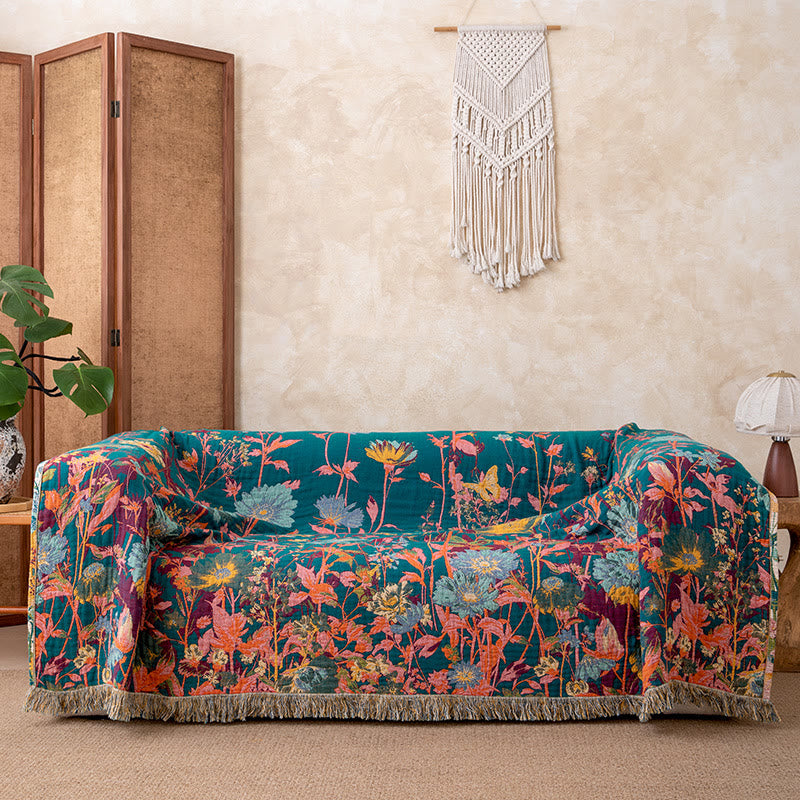 Ownkoti Watercolor Wildflower Fringed Reversible Gauze Quilt - image 3