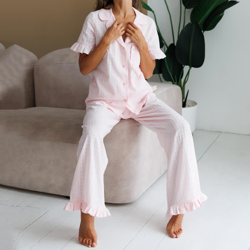 Ownkoti Pink Cotton Ruffle Women's Loungewear Set - image 6