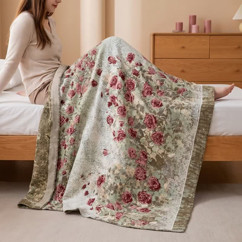 Ownkoti Vintage Rose Floral Cotton Muslin Quilt - image 1
