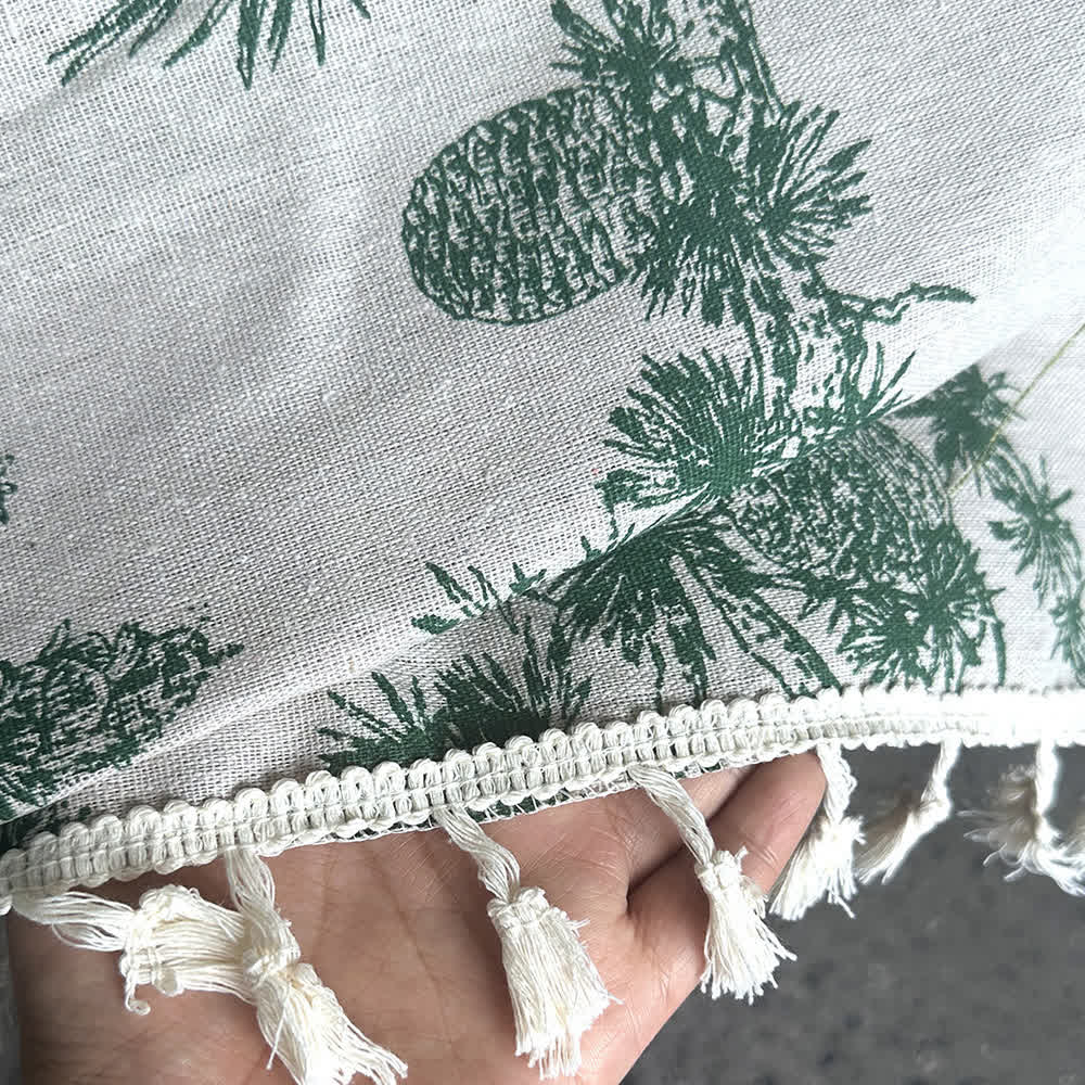 Ownkoti Vintage Forest Print Picnic Blanket with Tassels - image 8
