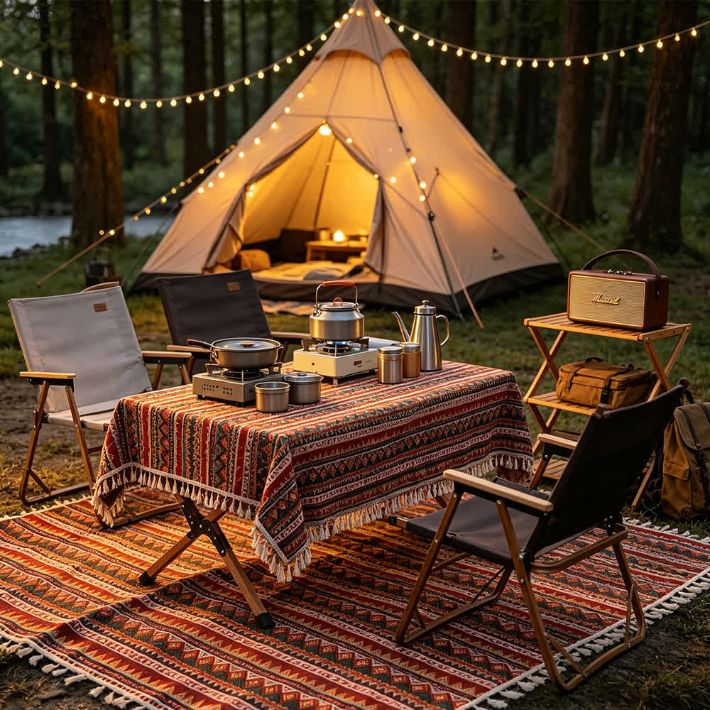 tribal tents Ownkoti Boho Tribal Picnic Blanket with Tassels – ownkoti