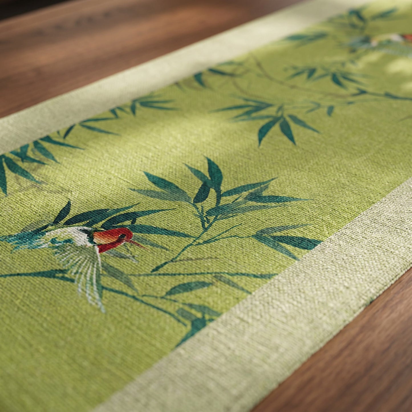 Ownkoti Green Bamboo & Birds Table Runner - image 4