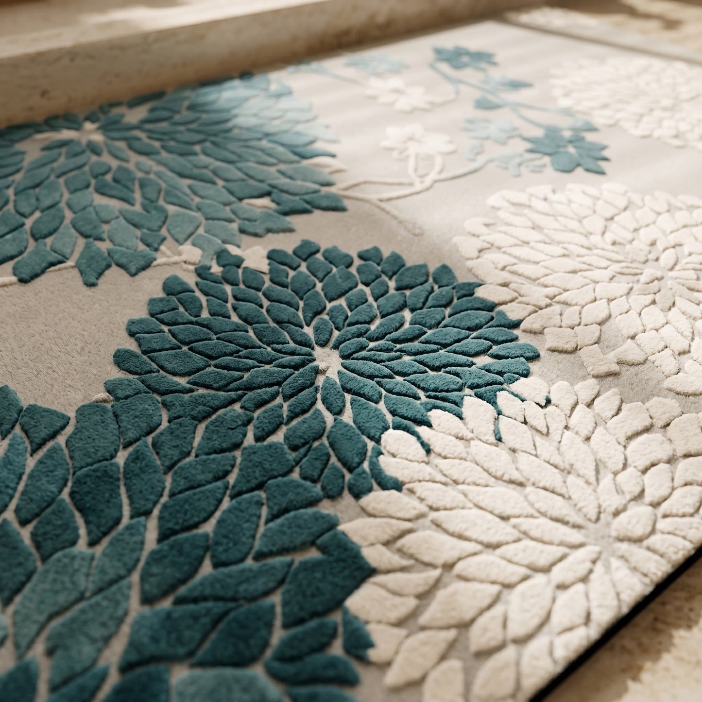Ownkoti Blue Vintage Floral Non-Slip Bathroom Rug - image 4