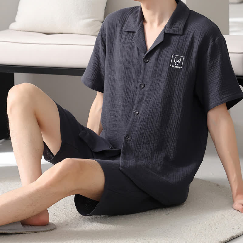 Ownkoti Unisex Cotton Gauze Resort Loungewear Set - Black - 4XL - image 12