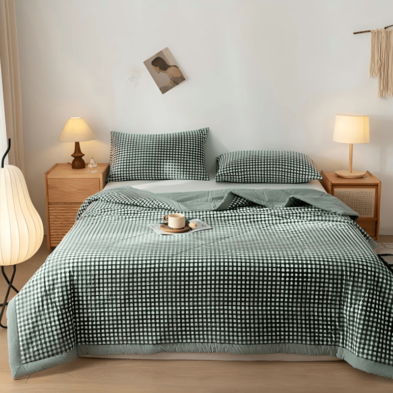Ownkoti Classic Gingham Cotton Quilt - Green - King - image 7