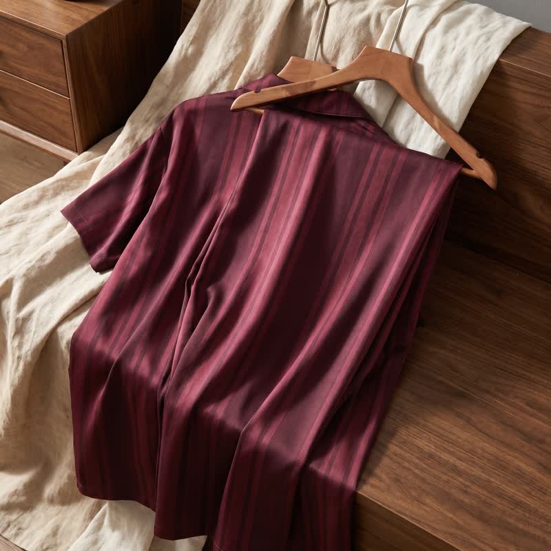 Ownkoti Cotton Burgundy Vertical Stripe Loungewear Set - image 6