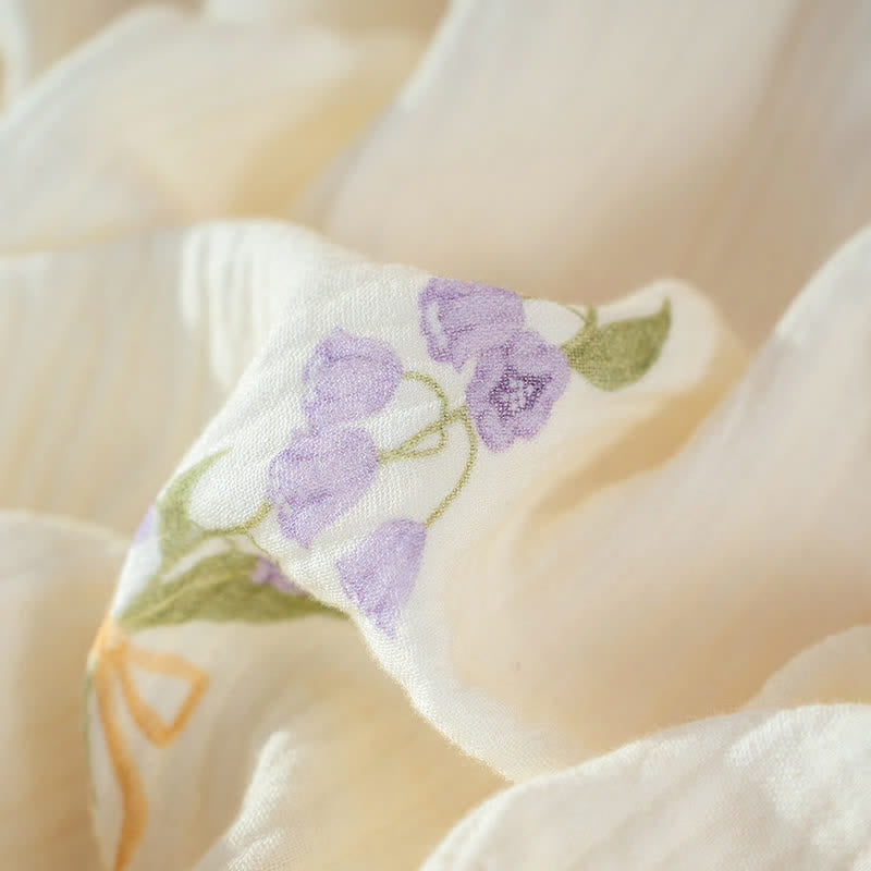 Ownkoti Purple Floral Cotton Gauze Ruffle Pajamas - image 7