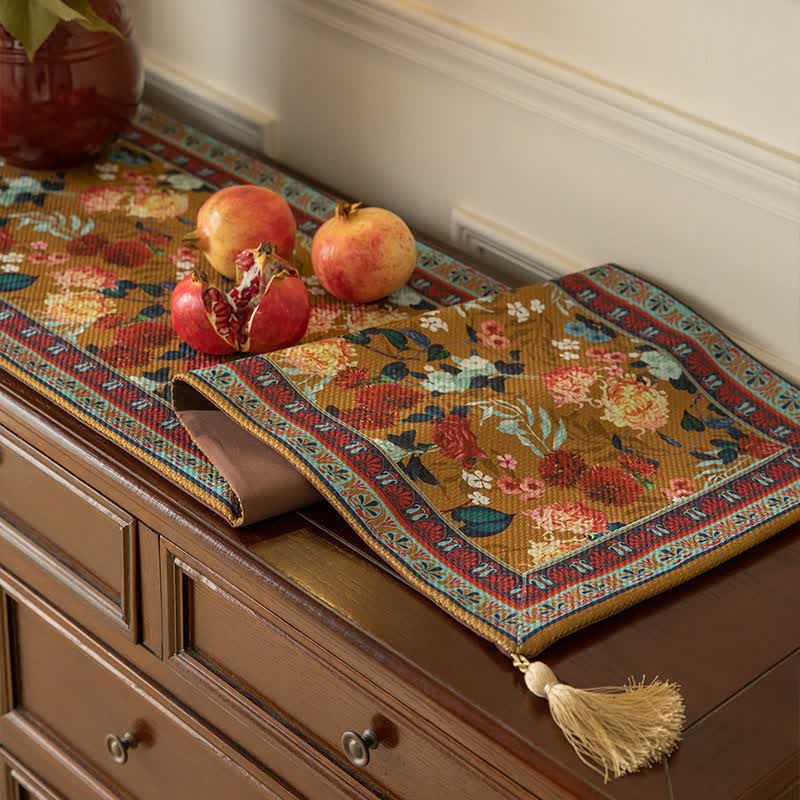 Ownkoti Vintage Floral Tassel Table Runner - image 4