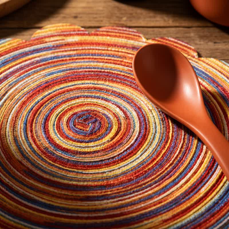 Ownkoti Nordic Retro Rainbow Woven Linen Placemats - image 6