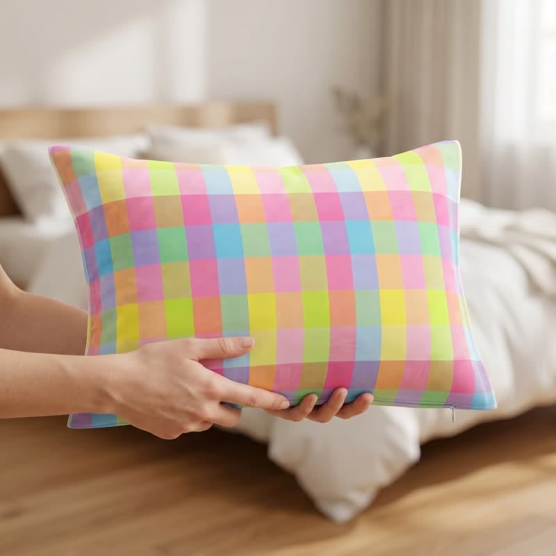 Ownkoti Candy Plaid Rectangular Cotton Gauze Pillowcases - image 5