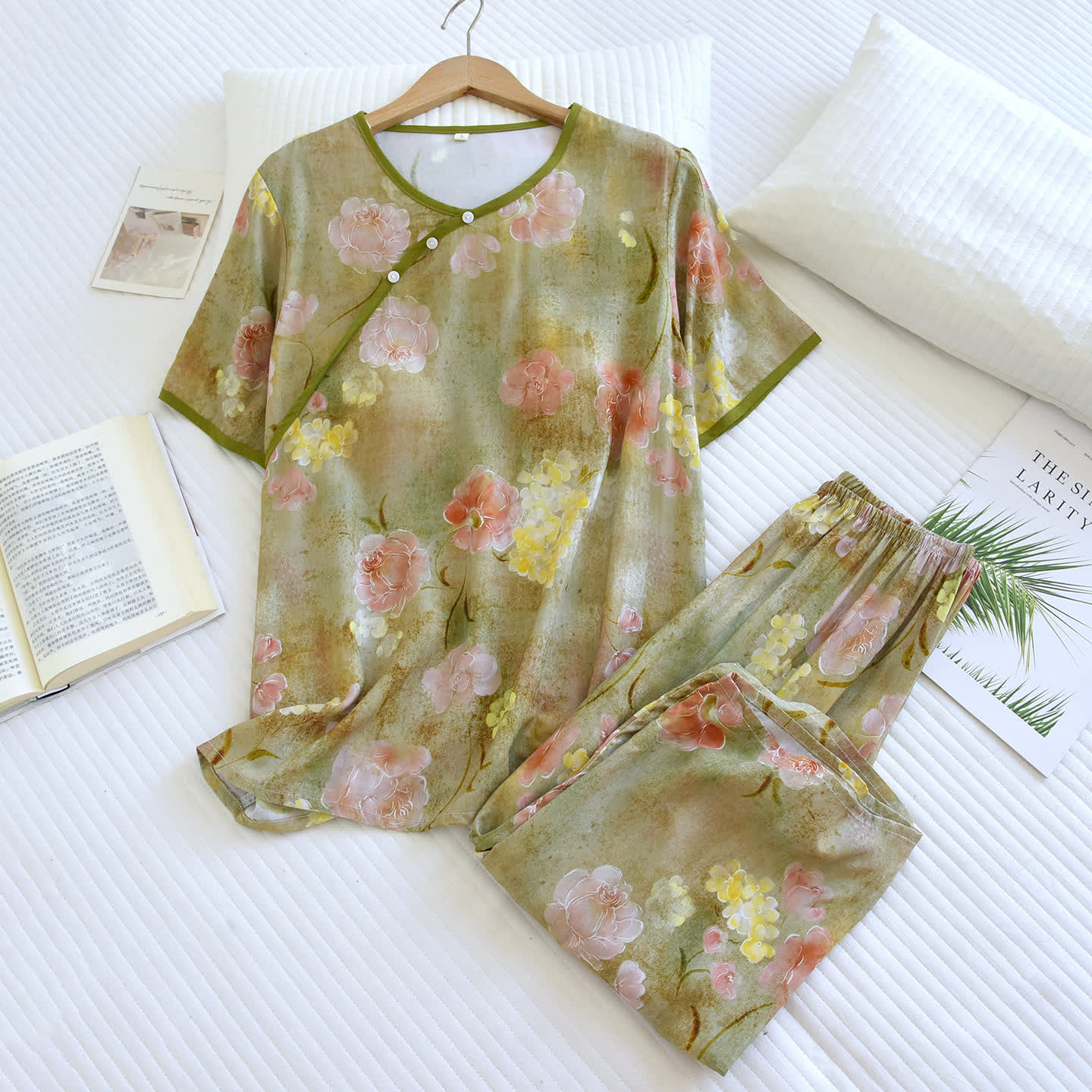 Ownkoti Botanical Padded Rayon Capri Pajama Set - image 1