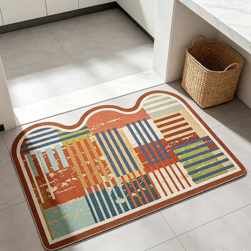 Ownkoti Retro Patchwork Wave Edge Rug - image 3