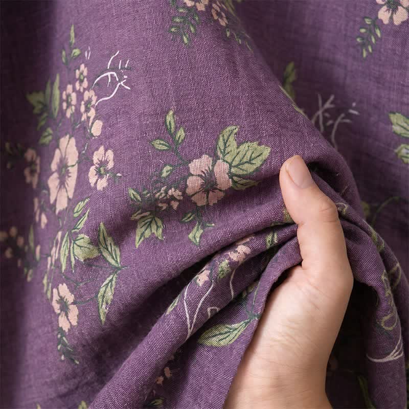 Ownkoti Cotton Vintage Purple Floral Kimono Robe - image 7