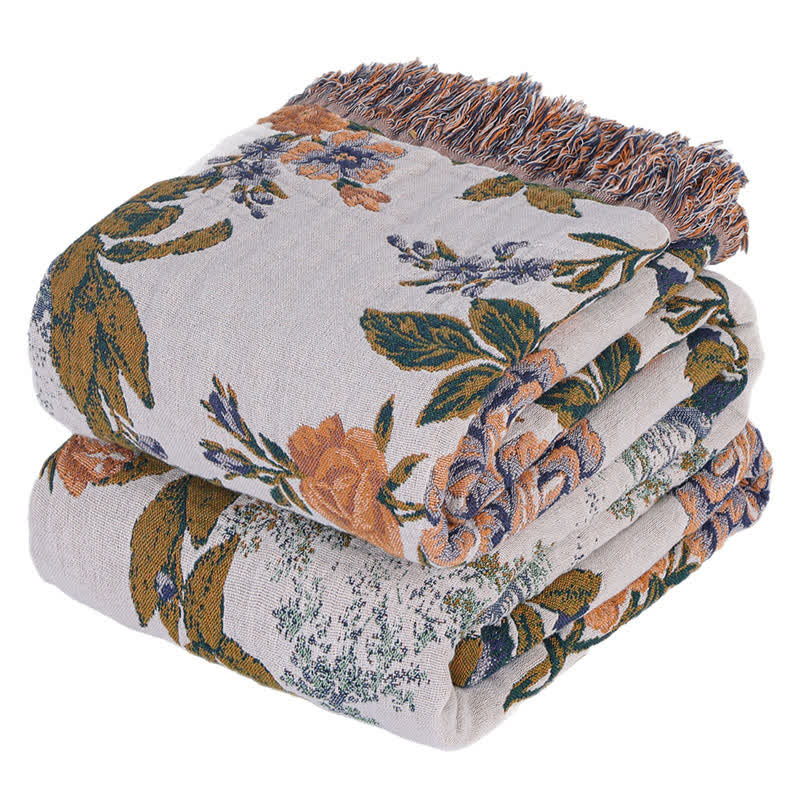 Ownkoti 4-Layer Cotton Gauze Baroque Floral Bedspread Quilt - image 5