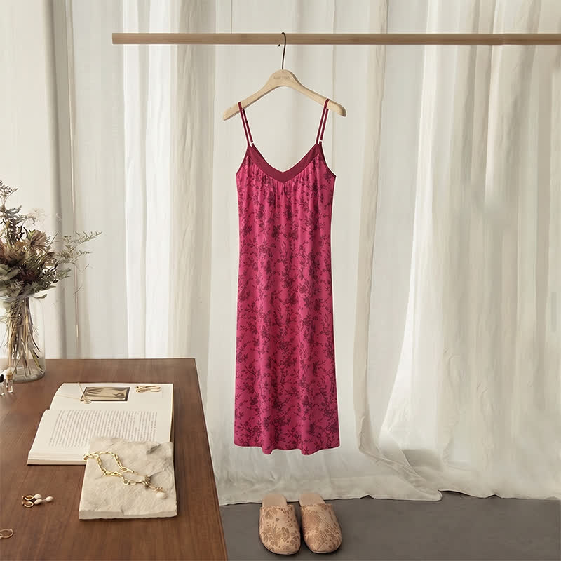 Ownkoti Rose Vine & Floral Cotton House Dress, Pink / L