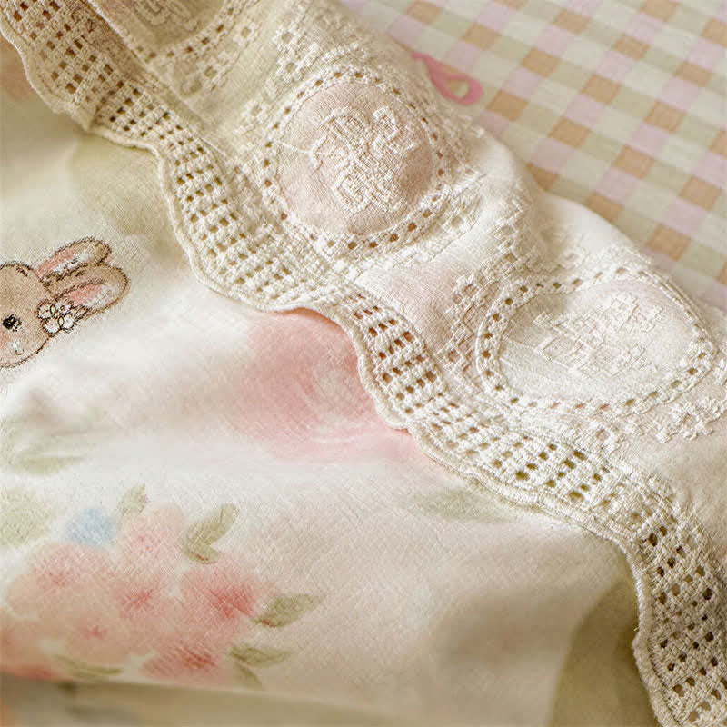 Ownkoti Cream Lace Bunny Cotton Bedding Set - image 3