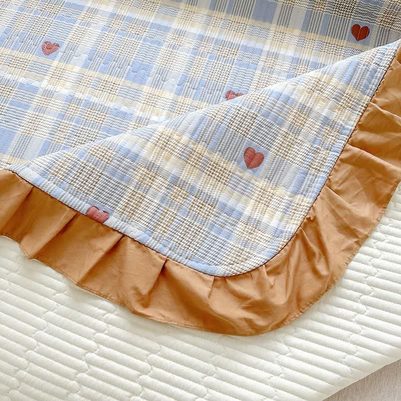 Ownkoti Plaid & Heart Print Cotton Twill Coverlet - image 6
