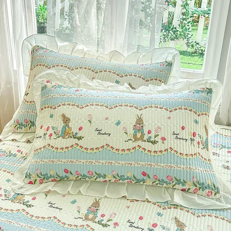 Ownkoti Floral Bunny Print Cotton Twill Coverlet - image 4