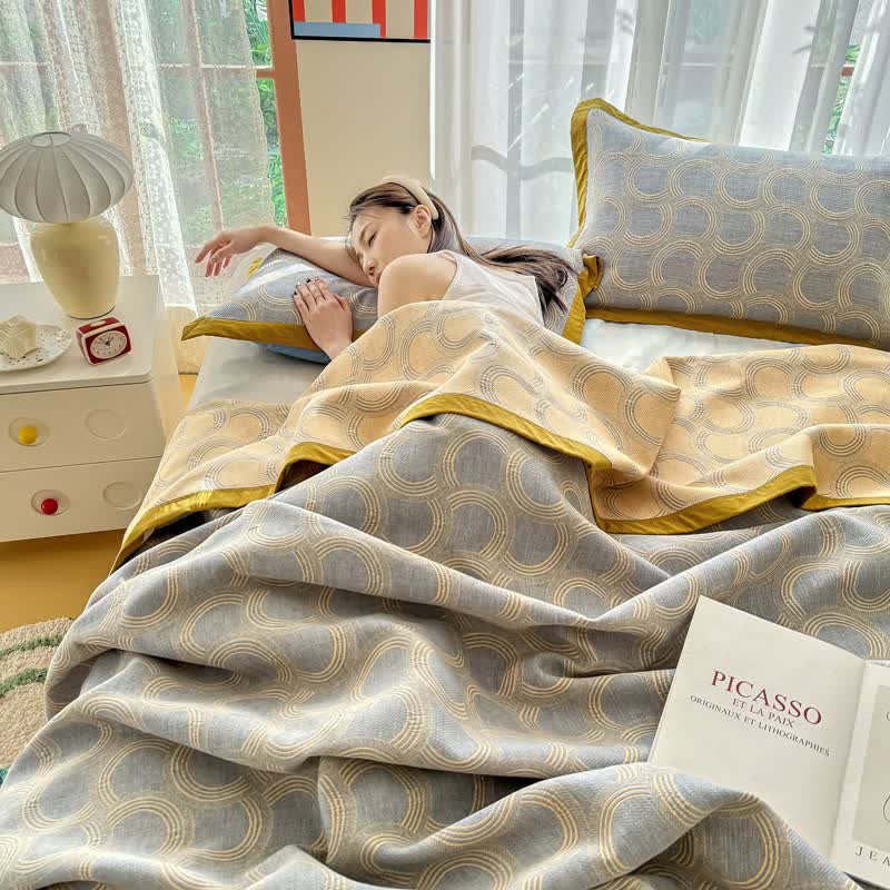 Ownkoti Reversible Geometric Jacquard Cotton Gauze Quilt - image 5