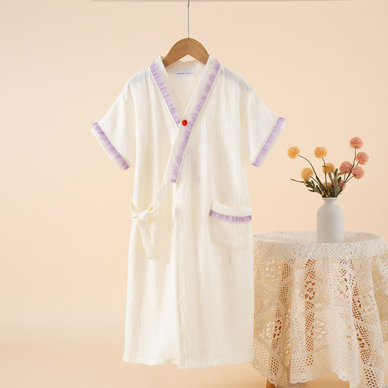 Ownkoti Ruffle Trim Kids' Cotton Muslin Robe - image 11