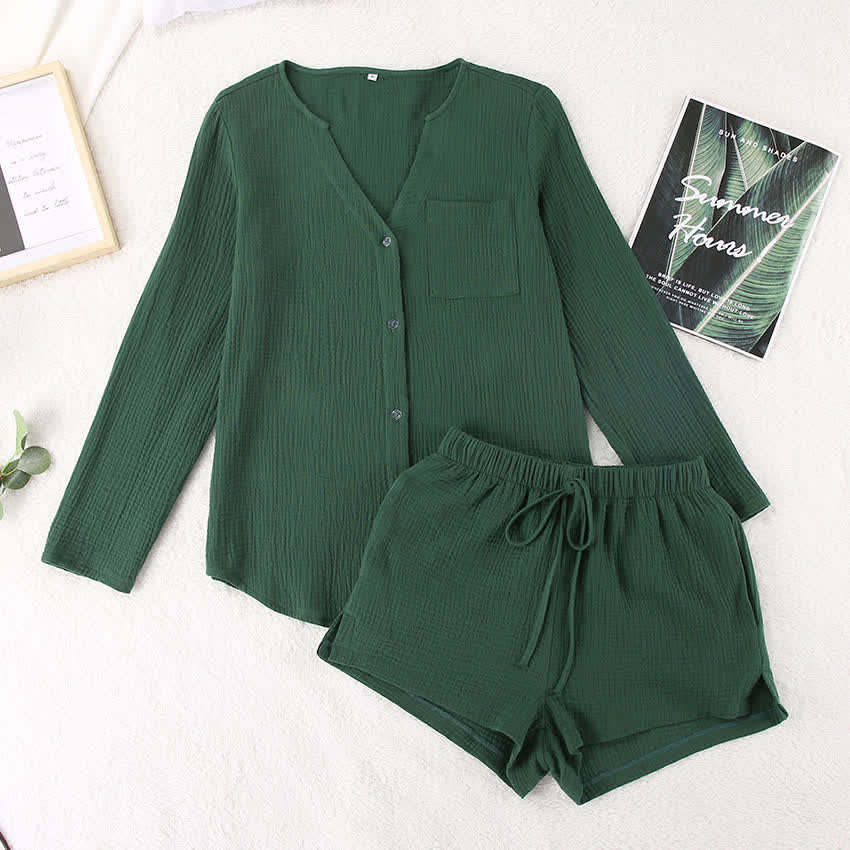 Ownkoti Long Sleeve Top & Shorts Pajama Set - image 16