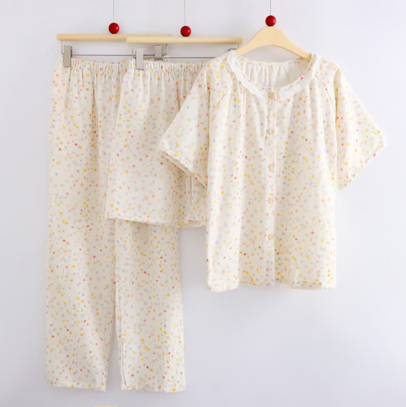 Ownkoti Star Print Cotton Loungewear Set(3PCS) - image 1
