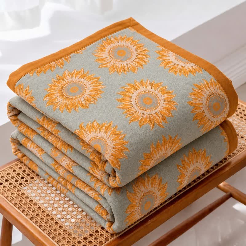 Ownkoti Yarn-Dyed Sunflower Cotton Muslin Blanket Quilt - image 4