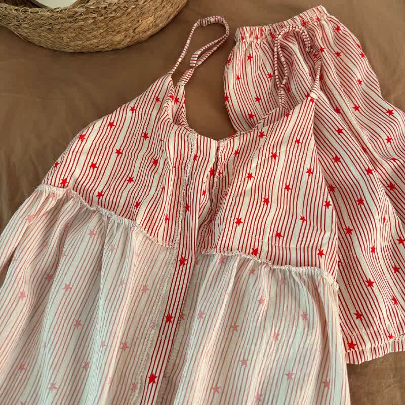 Ownkoti Stripe & Star Ruffle Cami Lounge Set - image 6