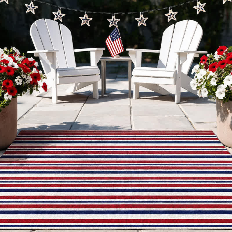 Ownkoti Patriotic Americana Stripe Outdoor Rug - image 7