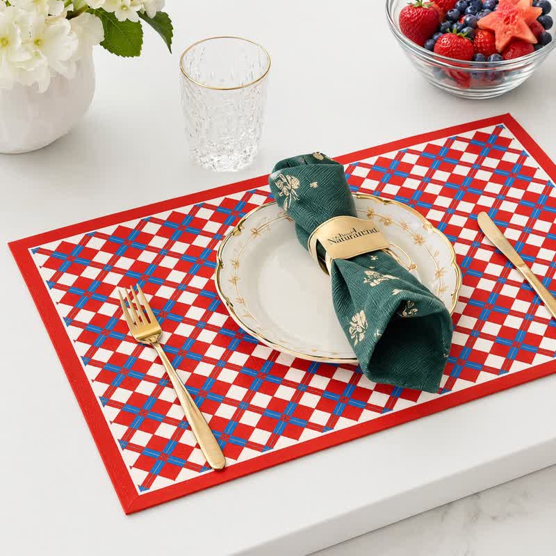 Ownkoti Festive Modern Red & Blue Plaid Table Placemat - image 4