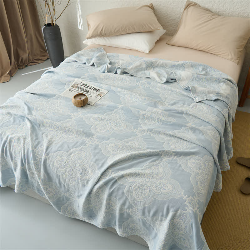 Ownkoti Vintage Damask Cotton 3-Layer Muslin Throw Quilt - image 3