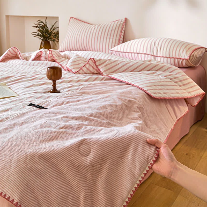 Ownkoti Shell Trim Two-Tone Stripe Cotton Bedding Set - image 7