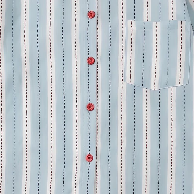 Ownkoti Red Accent Blue Stripe Double Gauze Pajamas - image 5
