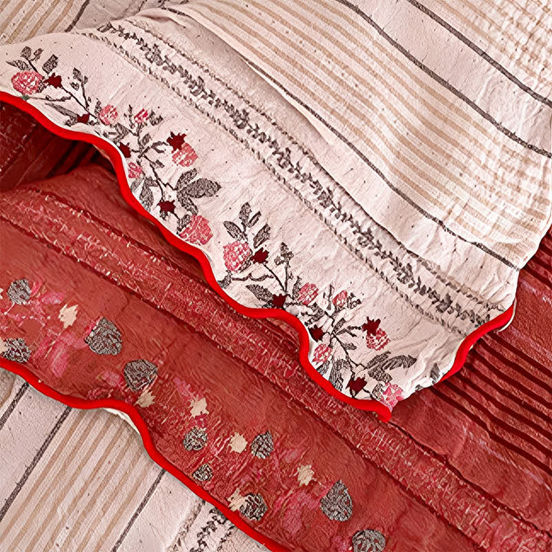Ownkoti Blush Floral Stripe Washed Cotton Bedding Set - image 4