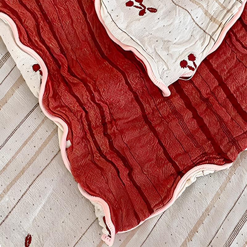 Ownkoti Cherry Stripe Red Trim Washed Cotton Bedding Set - image 4