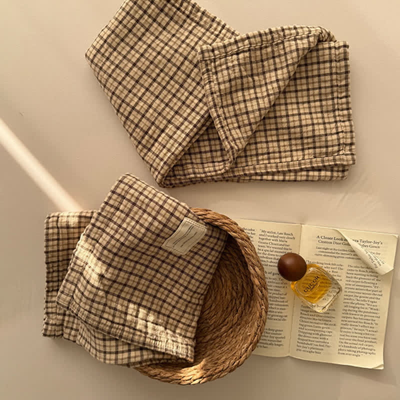 Ownkoti Vintage Grid Double Gauze Cotton Pillow Cover - image 5