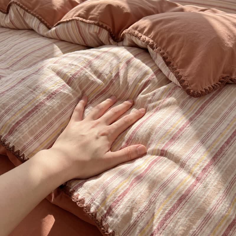 Ownkoti Vintage Red Plaid Cotton Bedding Set - image 5