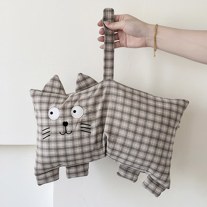 Ownkoti Plaid Cat Face Buckwheat Filled Pillow - image 7