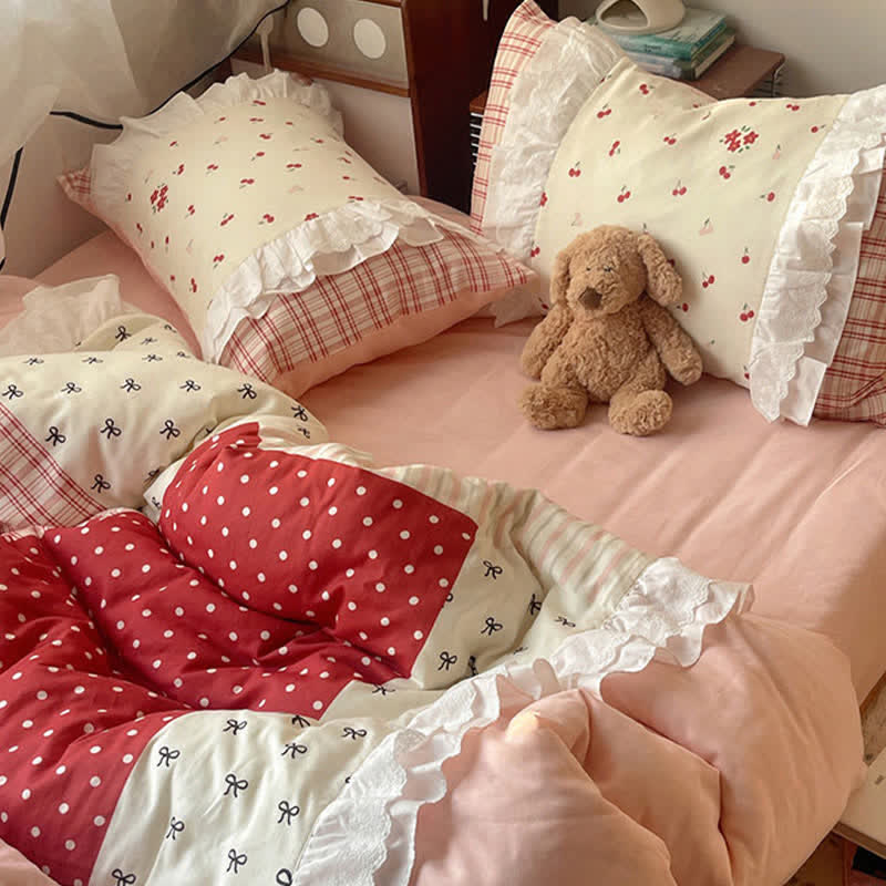 Ownkoti Sweet Cherry Ruffle Cotton Gauze Bedding Set - image 3