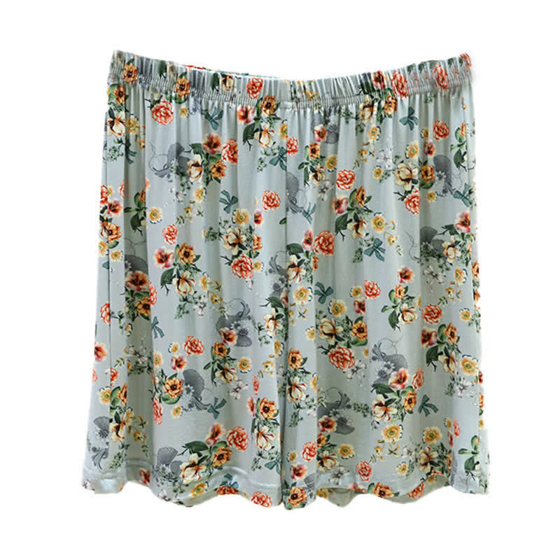 Ownkoti Vintage Floral Ruffle Hem Summer Lounge Shorts - image 7