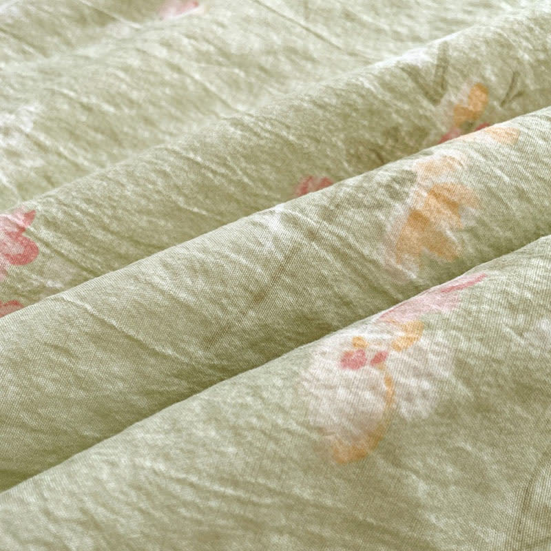 Ownkoti Floral Cotton Linen Quilt with Button Trim - image 8