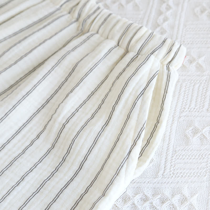 Ownkoti Relaxed Striped Camp Collar Summer Loungewear Set - image 13