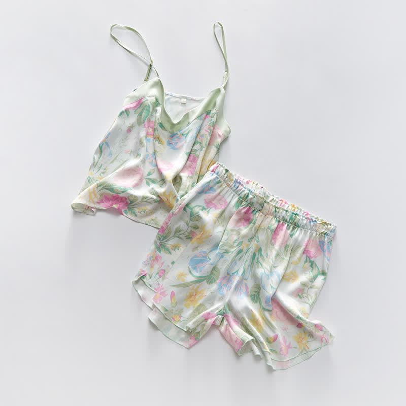 Ownkoti Mint Blossom Satin Cami and Shorts Loungewear Set - image 9
