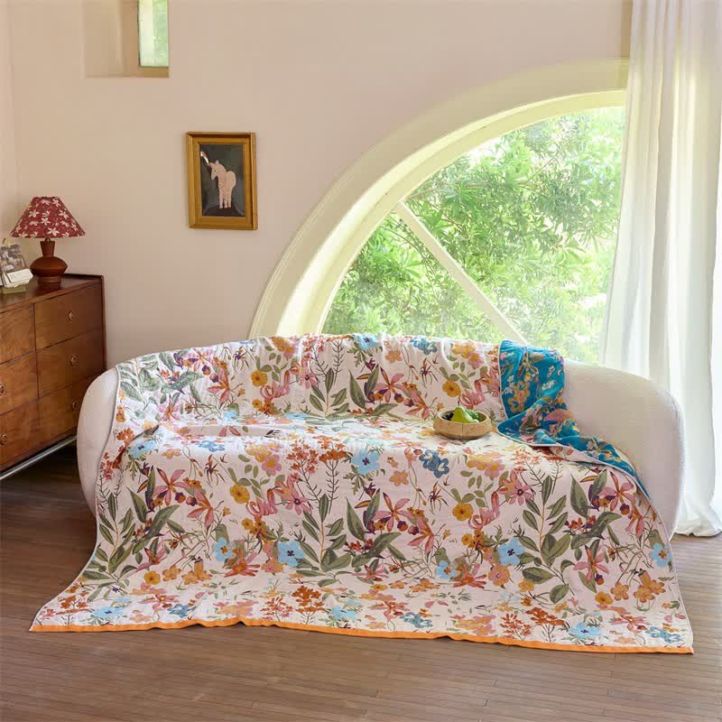 Ownkoti Cottage Bloom Cotton Gauze Reversible Blanket Quilt - image 4
