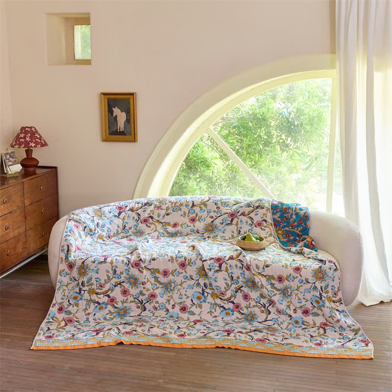 Ownkoti Boho Floral Vine Cotton Reversible Blanket Quilt - image 4